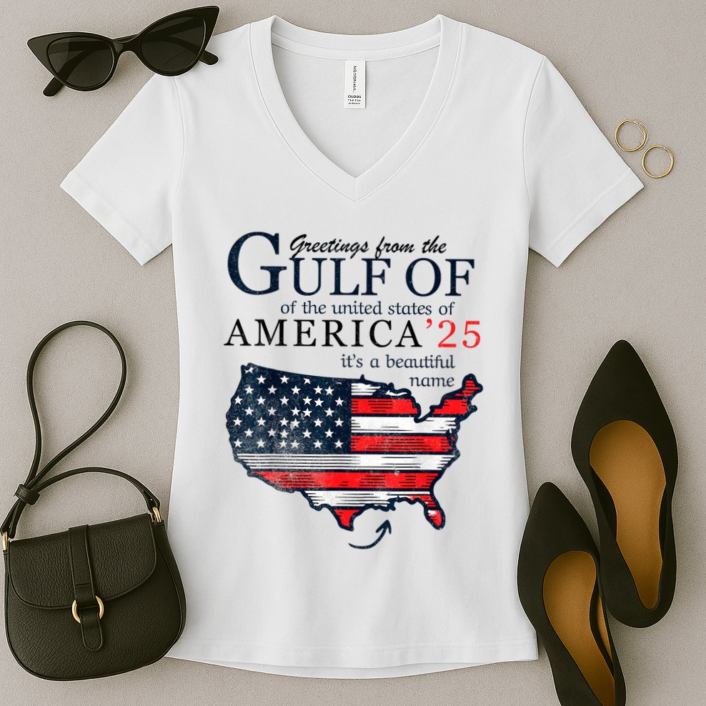 Retro Gulf Of Usa America Funny Gulf Of Mexico July 4th Women's V-Neck T-Shirt