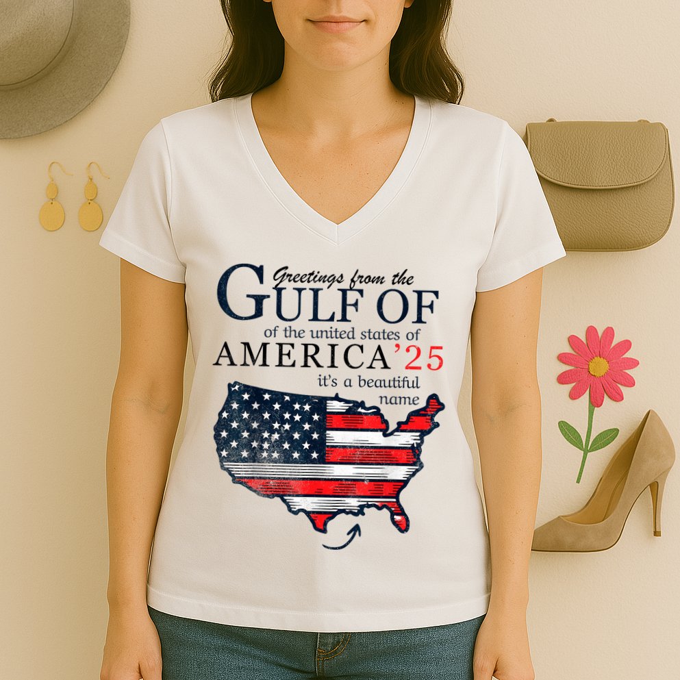 Retro Gulf Of Usa America Funny Gulf Of Mexico July 4th Women's V-Neck T-Shirt