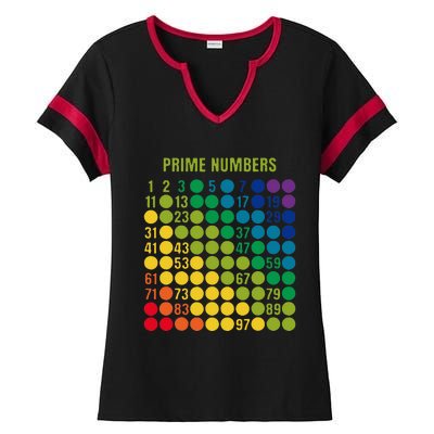 Rainbow G.rid Of Prime Numbers School Teacher Ladies Halftime Notch Neck Tee