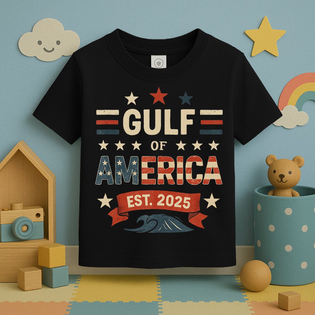 Retro Gulf Of Usa America Since 2025 American Flag Usa Gulf Toddler T-Shirt