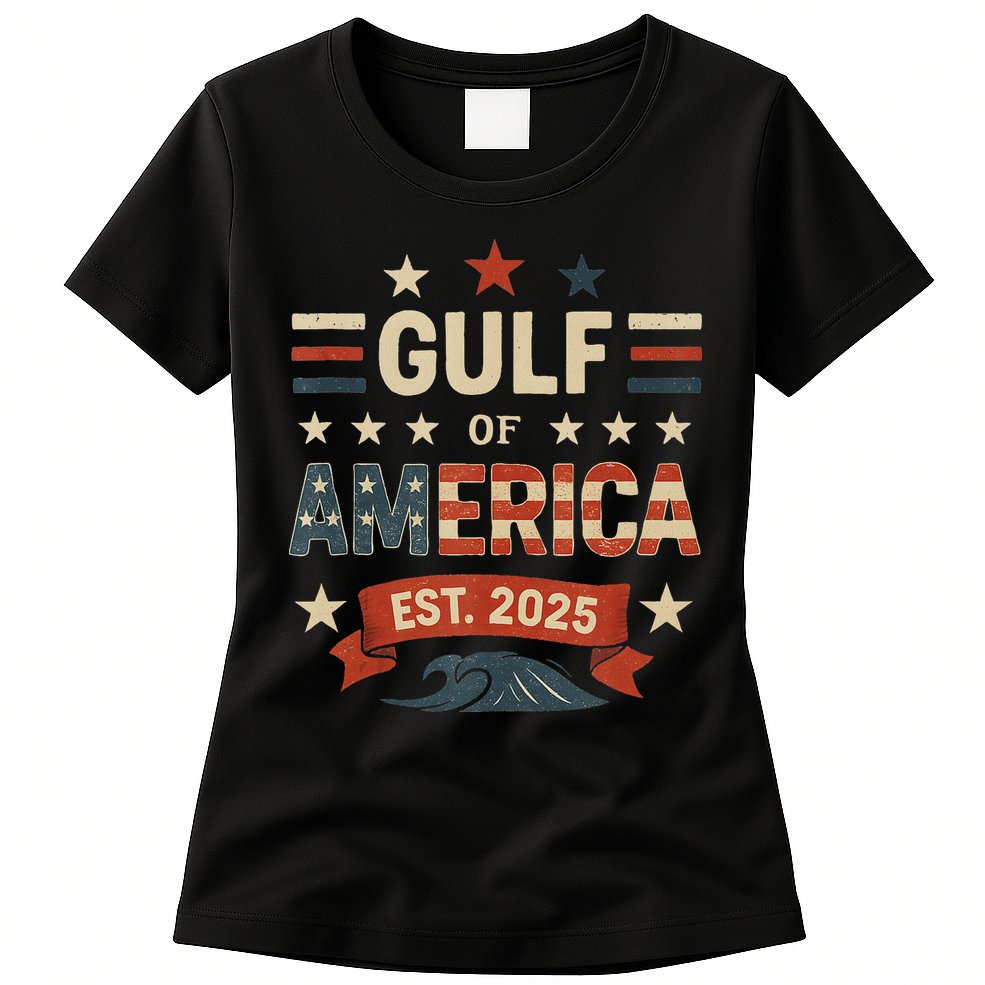 Retro Gulf Of Usa America Since 2025 American Flag Usa Gulf Womens T-Shirt