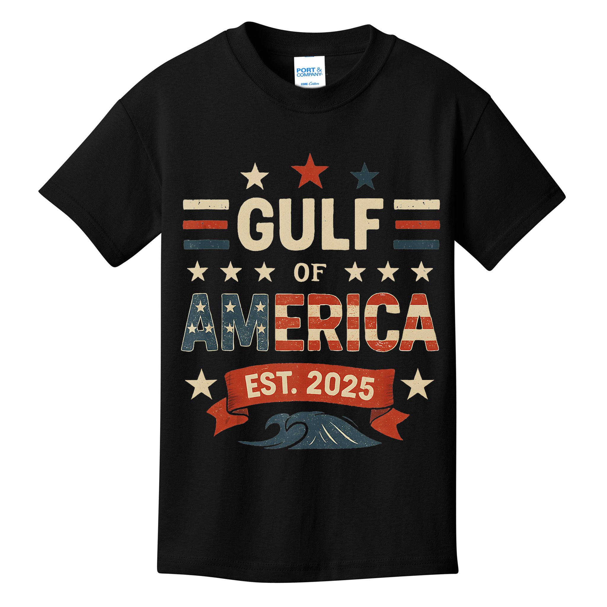 Retro Gulf Of Usa America Since 2025 American Flag Usa Gulf Kids T-Shirt