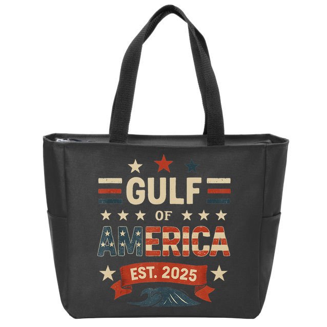Retro Gulf Of Usa America Since 2025 American Flag Usa Gulf Zip Tote Bag