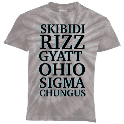 Rizz Gyatt Ohio Sigma Chungus Kids Tie-Dye T-Shirt