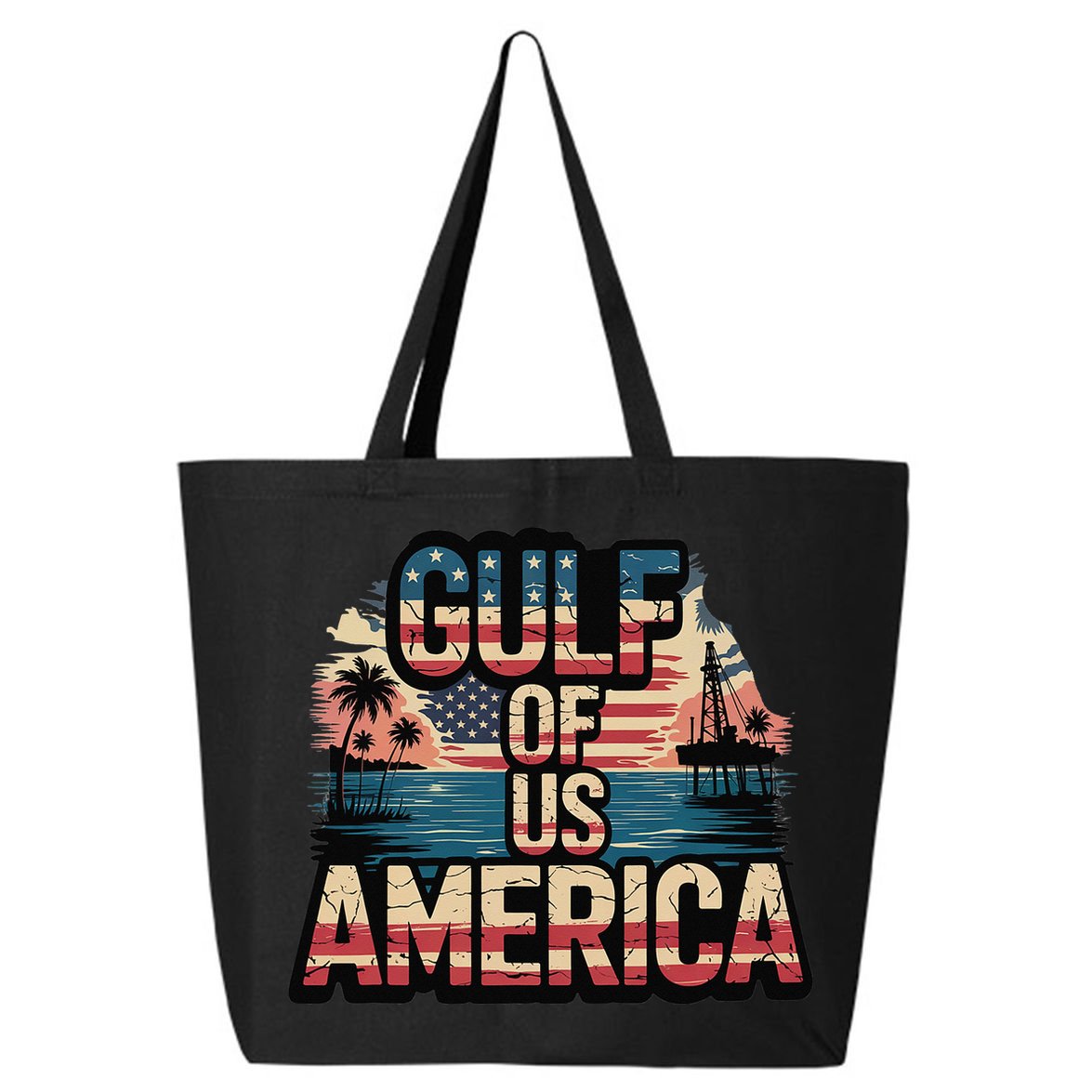 Retro Gulf Of Usa America Patriotic Beach Life Est 2025 25L Jumbo Tote