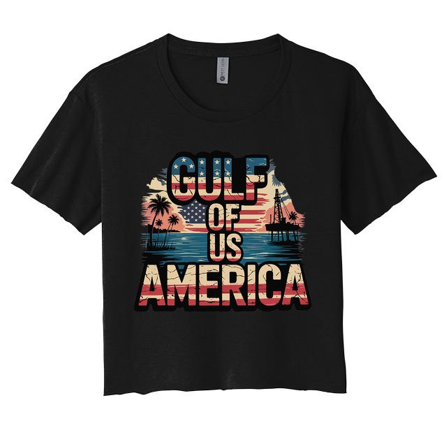 Retro Gulf Of Usa America Patriotic Beach Life Est 2025 Crop Top