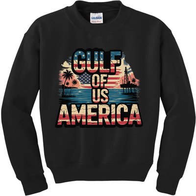 Retro Gulf Of Usa America Patriotic Beach Life Est 2025 Kids Sweatshirt