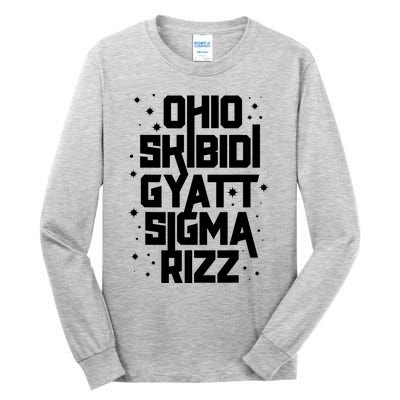 Rizz Gyatt Ohio Sigma Funny Rizzler Gift Toilet Meme Tall Long Sleeve T-Shirt