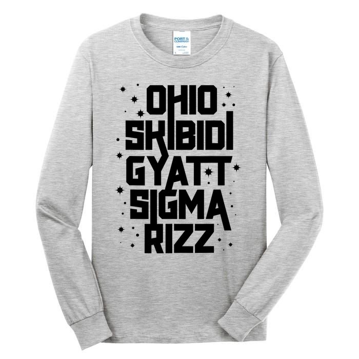 Rizz Gyatt Ohio Sigma Funny Rizzler Gift Toilet Meme Tall Long Sleeve T-Shirt