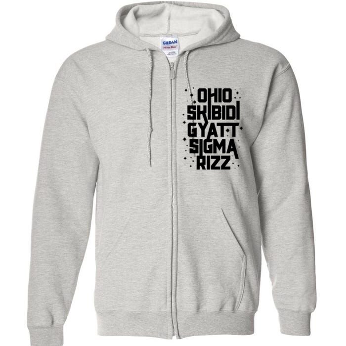 Rizz Gyatt Ohio Sigma Funny Rizzler Gift Toilet Meme Full Zip Hoodie