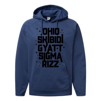 Rizz Gyatt Ohio Sigma Funny Rizzler Gift Toilet Meme Performance Fleece Hoodie