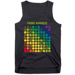 Rainbow Grid Of Prime Numbers School Teacher Tank Top