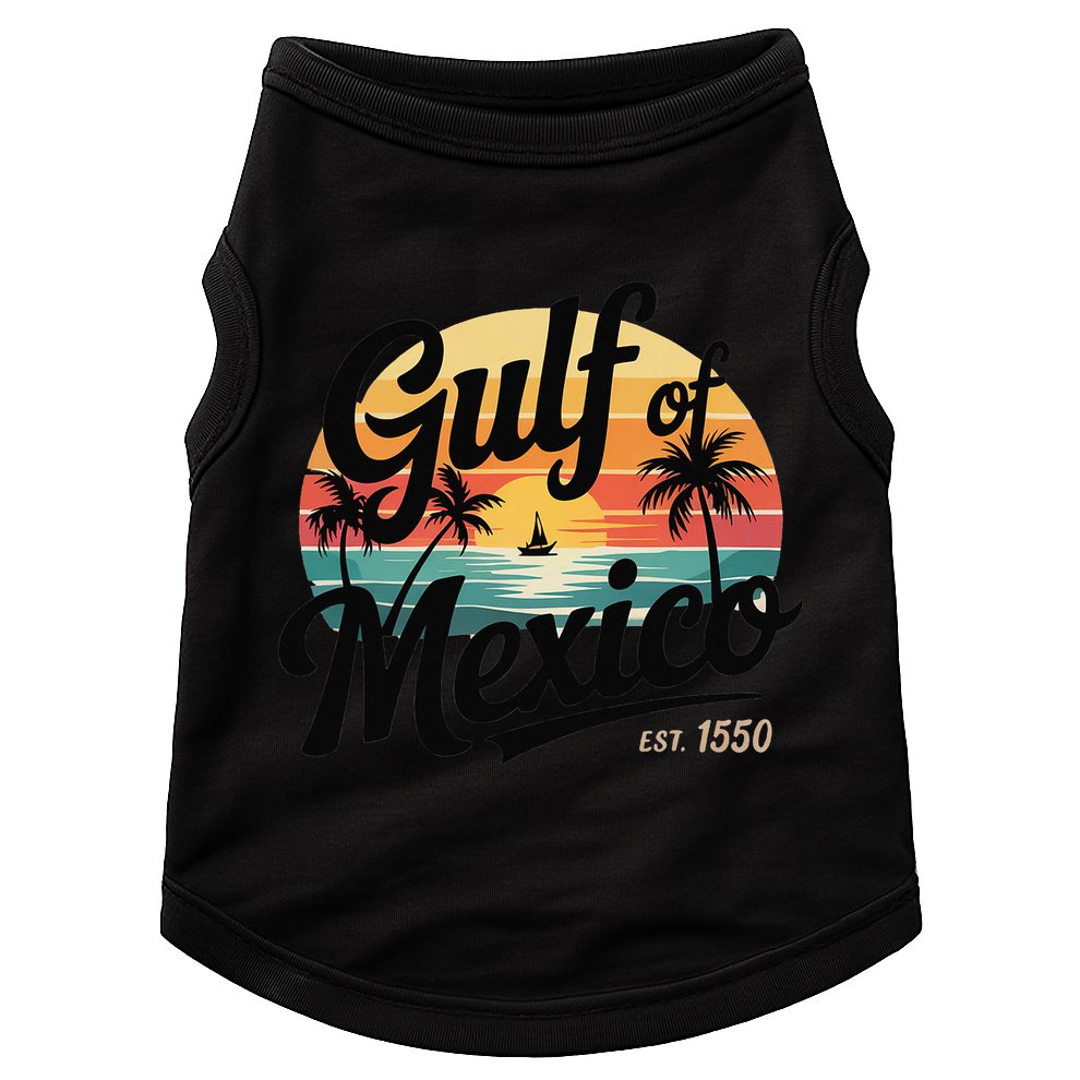 Retro Gulf Of Mexico Patriotic Beach Life Est 1550 Doggie Tank