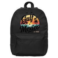 Retro Gulf Of Mexico Patriotic Beach Life Est 1550 16 in Basic Backpack