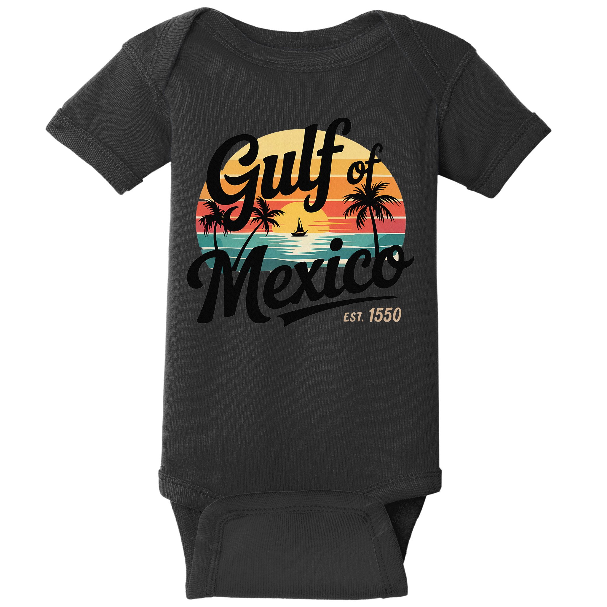 Retro Gulf Of Mexico Patriotic Beach Life Est 1550 Baby Bodysuit