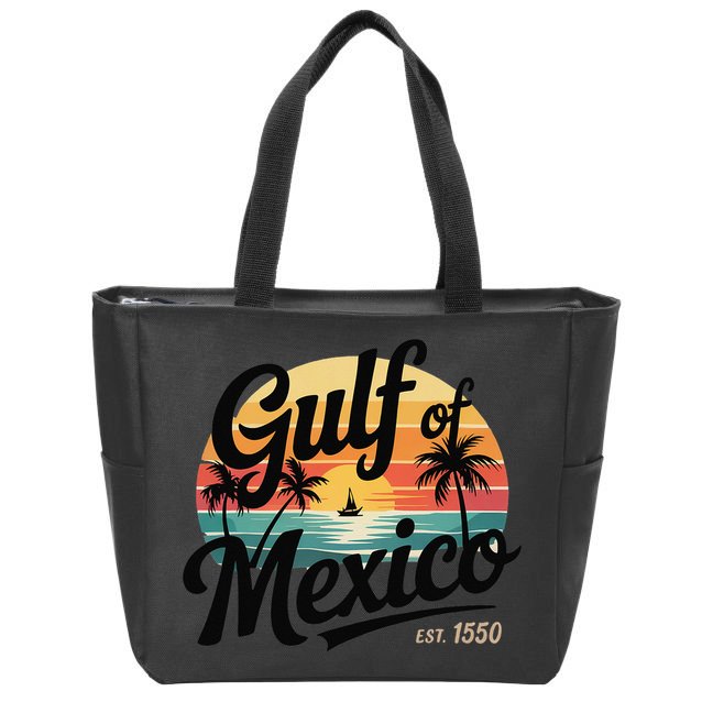 Retro Gulf Of Mexico Patriotic Beach Life Est 1550 Zip Tote Bag