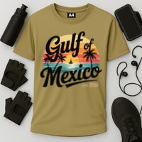 Retro Gulf Of Mexico Patriotic Beach Life Est 1550 Cooling Performance Crew T-Shirt