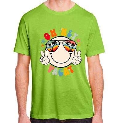 Retro Groovy Oh Hey Vacay Summer Vacation Beach Trip Vibes Gift Adult ChromaSoft Performance T-Shirt