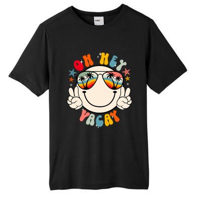 Retro Groovy Oh Hey Vacay Summer Vacation Beach Trip Vibes Gift Tall Fusion ChromaSoft Performance T-Shirt