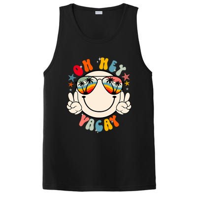 Retro Groovy Oh Hey Vacay Summer Vacation Beach Trip Vibes Gift PosiCharge Competitor Tank