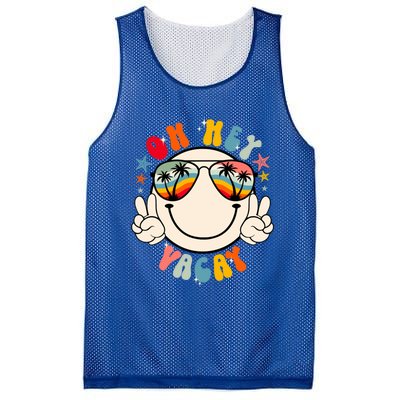 Retro Groovy Oh Hey Vacay Summer Vacation Beach Trip Vibes Gift Mesh Reversible Basketball Jersey Tank