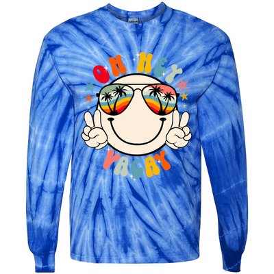 Retro Groovy Oh Hey Vacay Summer Vacation Beach Trip Vibes Gift Tie-Dye Long Sleeve Shirt