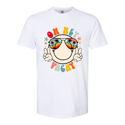 Retro Groovy Oh Hey Vacay Summer Vacation Beach Trip Vibes Gift Softstyle CVC T-Shirt