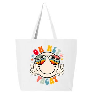 Retro Groovy Oh Hey Vacay Summer Vacation Beach Trip Vibes Gift 25L Jumbo Tote