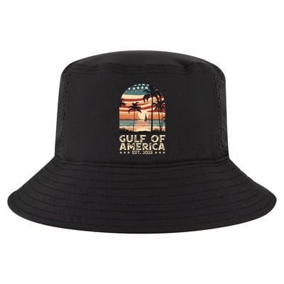 Retro Gulf Of Usa America Est 2025 American Flag Gulf Mexico President Trump Cool Comfort Performance Bucket Hat