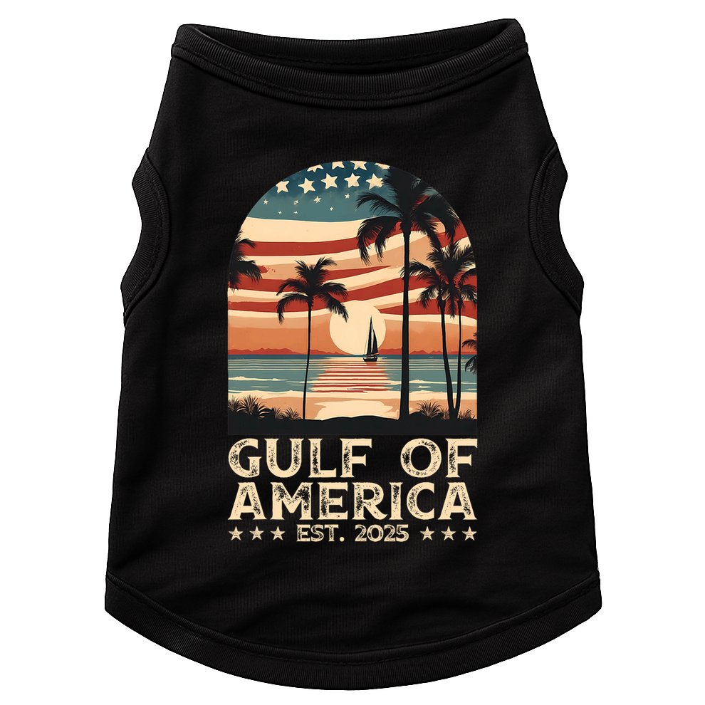Retro Gulf Of Usa America Est 2025 American Flag Gulf Mexico President Trump Doggie Tank