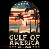 Retro Gulf Of Usa America Est 2025 American Flag Gulf Mexico President Trump Tall T-Shirt