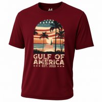 Retro Gulf Of Usa America Est 2025 American Flag Gulf Mexico President Trump Cooling Performance Crew T-Shirt