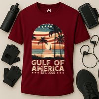 Retro Gulf Of Usa America Est 2025 American Flag Gulf Mexico President Trump Cooling Performance Crew T-Shirt