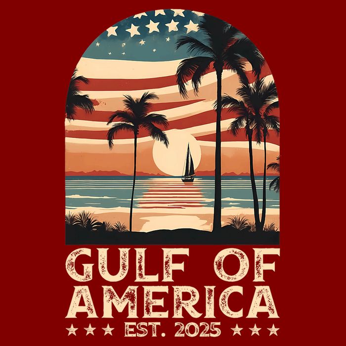 Retro Gulf Of Usa America Est 2025 American Flag Gulf Mexico President Trump Cooling Performance Crew T-Shirt