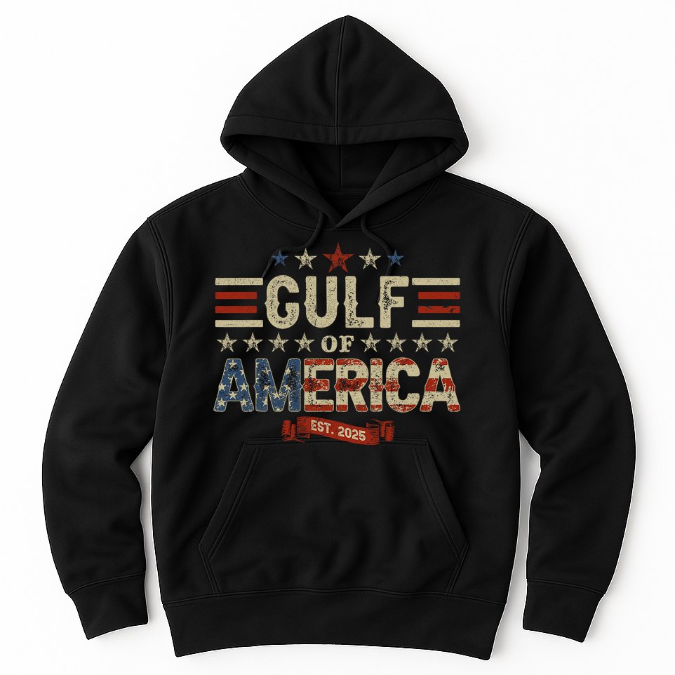 Retro Gulf Of USA America Est 2025 American Flag Gulf Mexico Hoodie