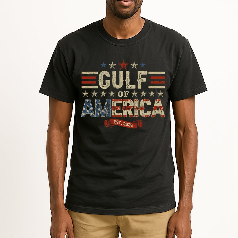 Retro Gulf Of USA America Est 2025 American Flag Gulf Mexico Tall T-Shirt
