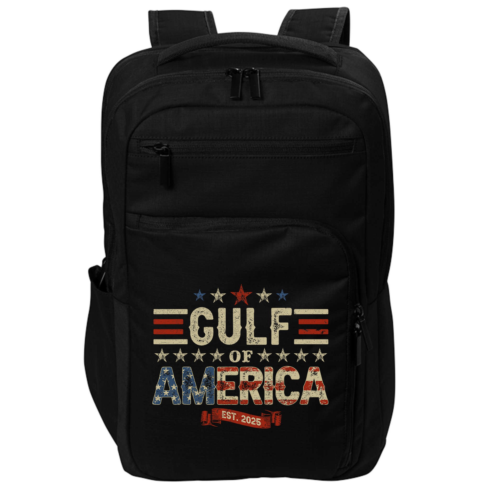 Retro Gulf Of USA America Est 2025 American Flag Gulf Mexico Impact Tech Backpack