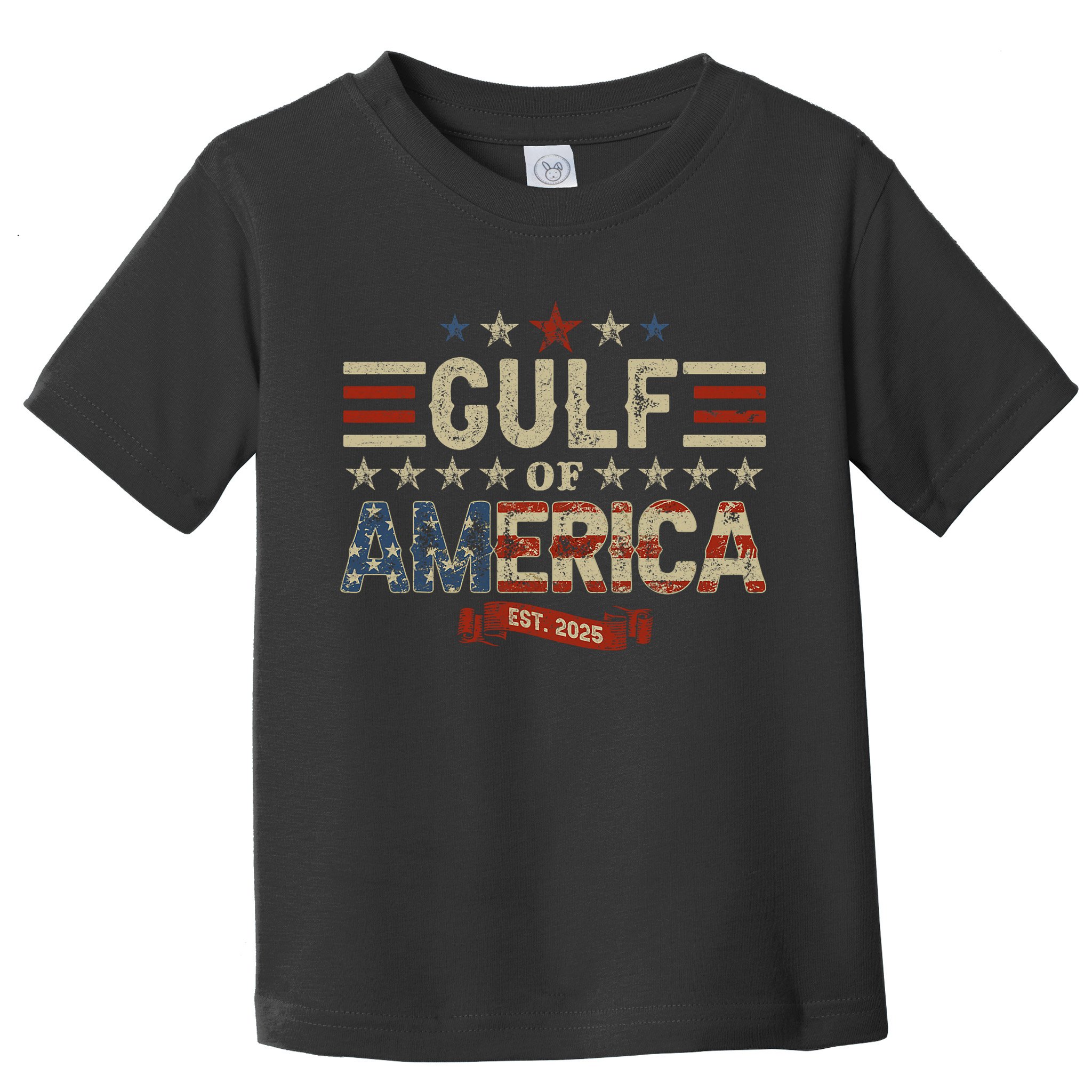 Retro Gulf Of USA America Est 2025 American Flag Gulf Mexico Toddler T-Shirt