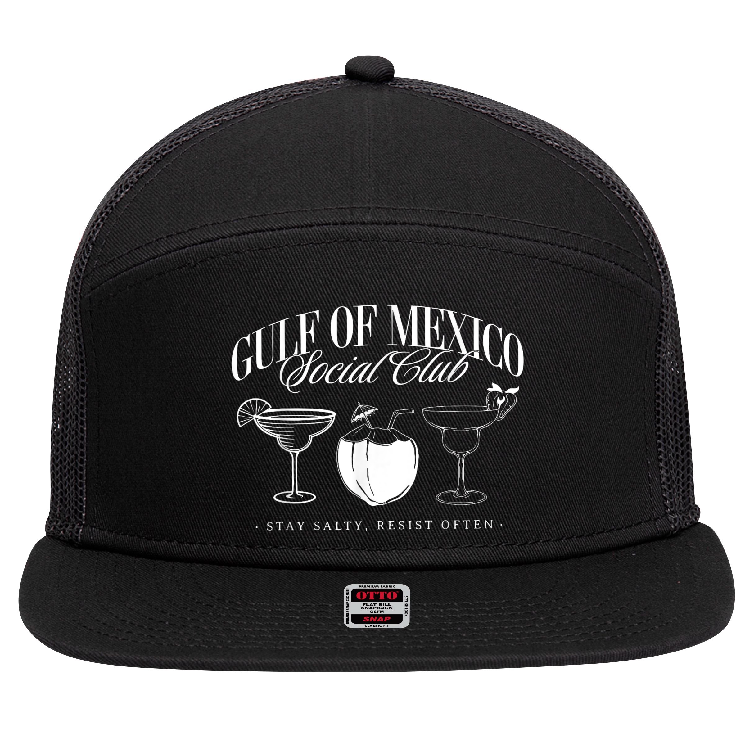 Retro Gulf Of Mexico Social Club Progressive Liberal 7 Panel Mesh Trucker Snapback Hat