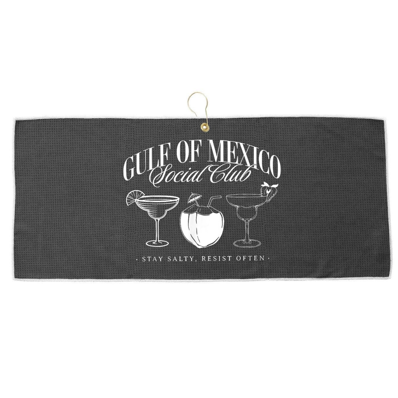 Retro Gulf Of Mexico Social Club Progressive Liberal Large Microfiber Waffle Golf Towel