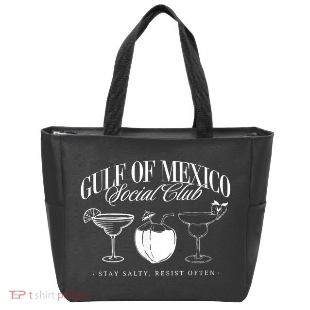 Retro Gulf Of Mexico Social Club Progressive Liberal Zip Tote Bag