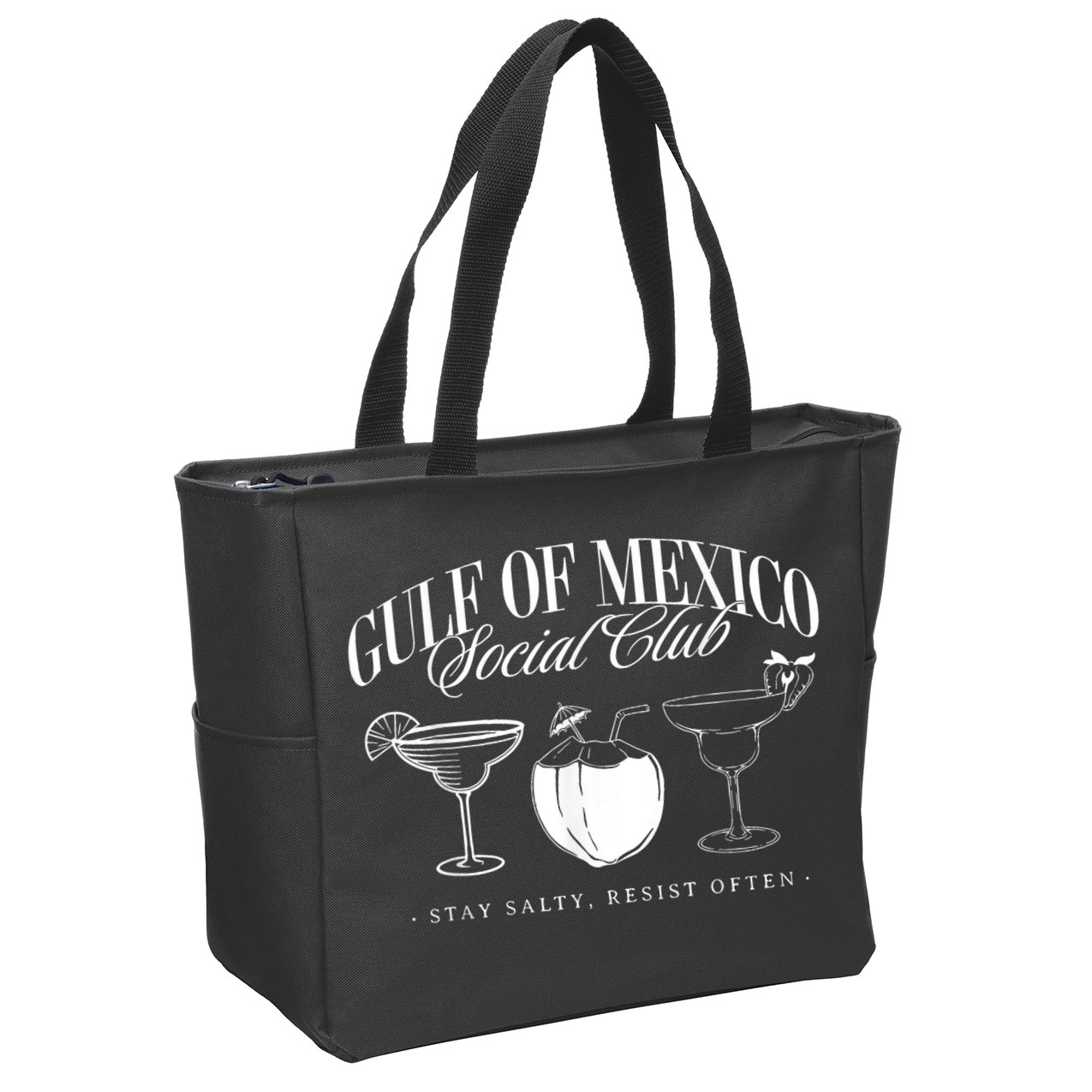 Retro Gulf Of Mexico Social Club Progressive Liberal Zip Tote Bag