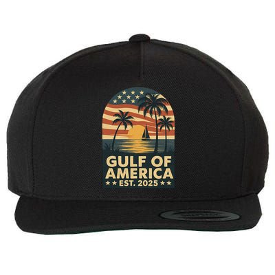 Retro Gulf Of USA America Est 2025 Vintage Wool Snapback Cap