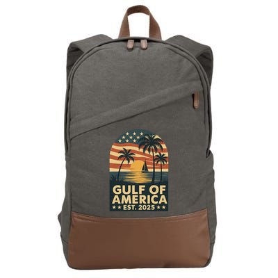 Retro Gulf Of USA America Est 2025 Vintage Cotton Canvas Backpack