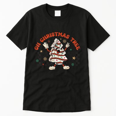 Retro Groovy Oh Christmas Tree Cake Pajamas Cake Lover Tall T-Shirt