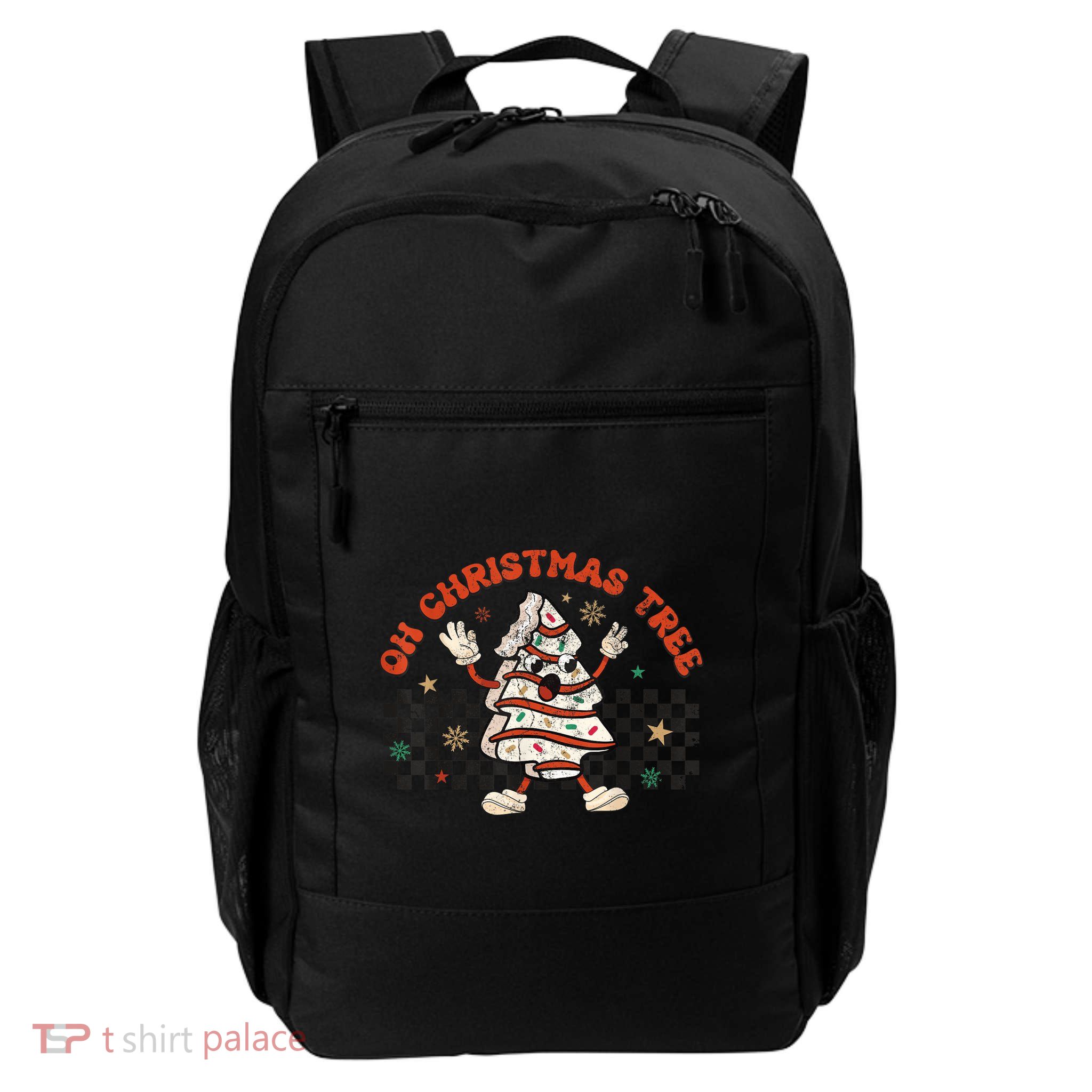 Retro Groovy Oh Christmas Tree Cake Pajamas Cake Lover Daily Commute Backpack