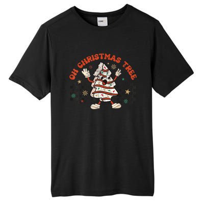 Retro Groovy Oh Christmas Tree Cake Pajamas Cake Lover Tall Fusion ChromaSoft Performance T-Shirt