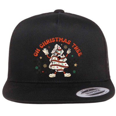 Retro Groovy Oh Christmas Tree Cake Pajamas Cake Lover Flatbill Hat