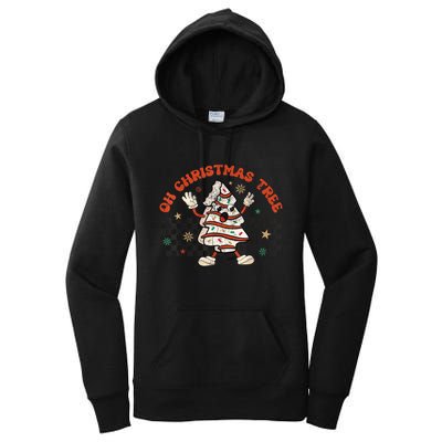 Retro Groovy Oh Christmas Tree Cake Pajamas Cake Lover Women's Pullover Hoodie