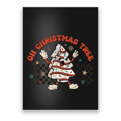 Retro Groovy Oh Christmas Tree Cake Pajamas Cake Lover Poster